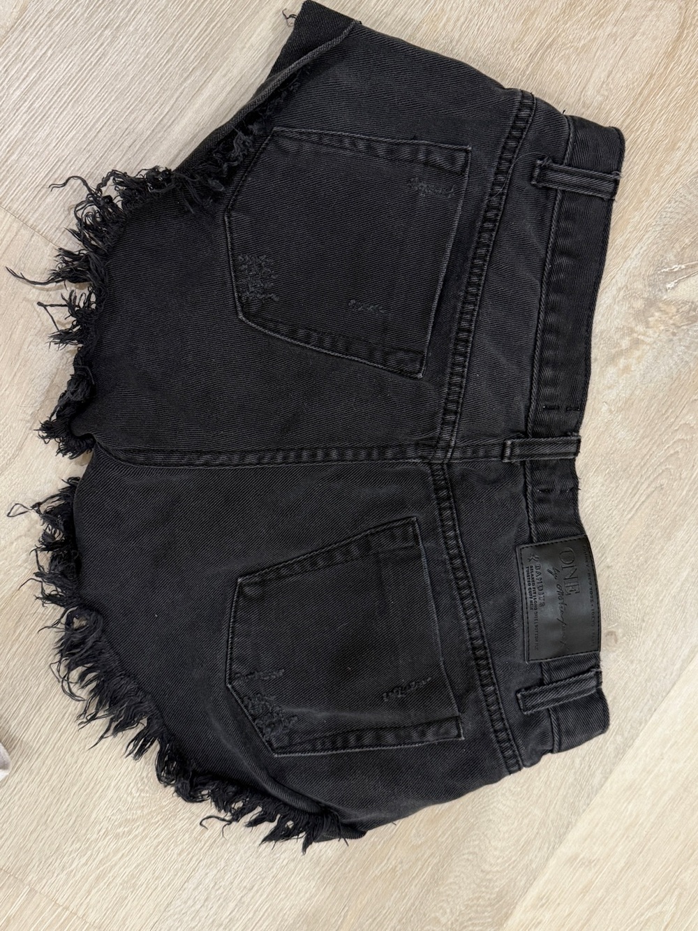 One Teaspoon Black Washed Denim Shorts - Picture 2 of 3
